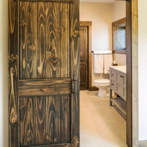 Rustic Barn Door Heritage Bathroom modular home bathroom sliding barn door