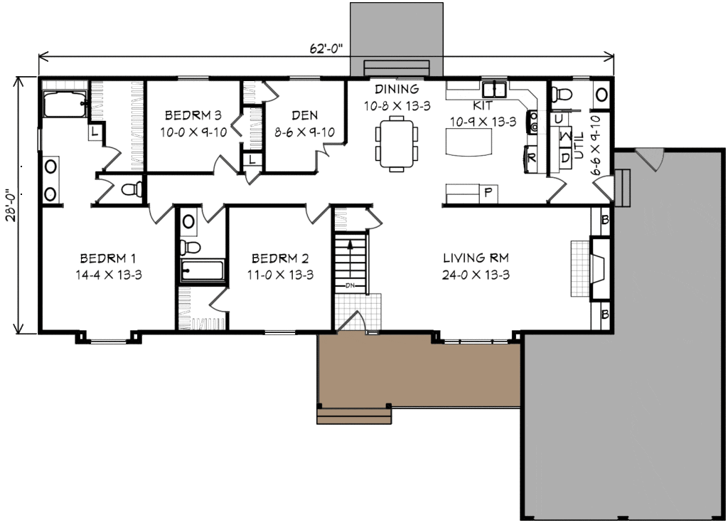 4 bedroom ranch floor plan