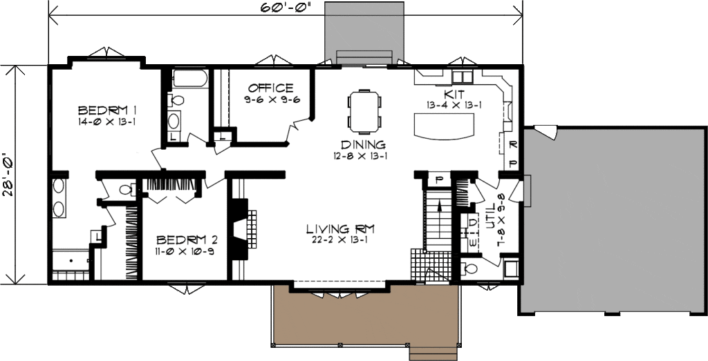 3 bedroom or office floor plan open
