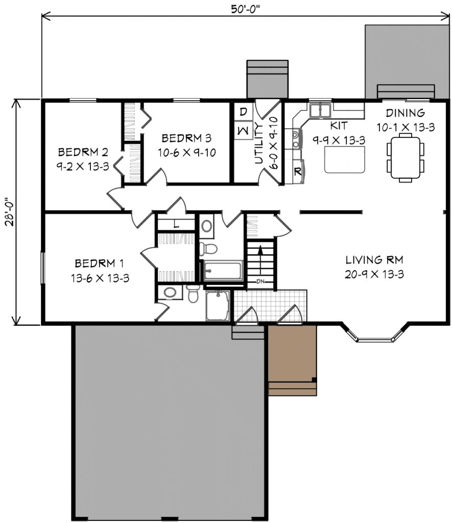 ranch floor plan one story 3 bedroom