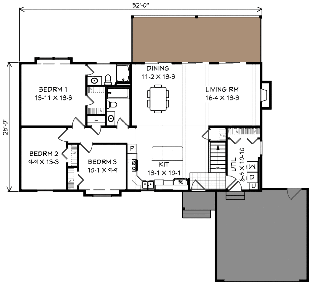 one story floor plan ranch